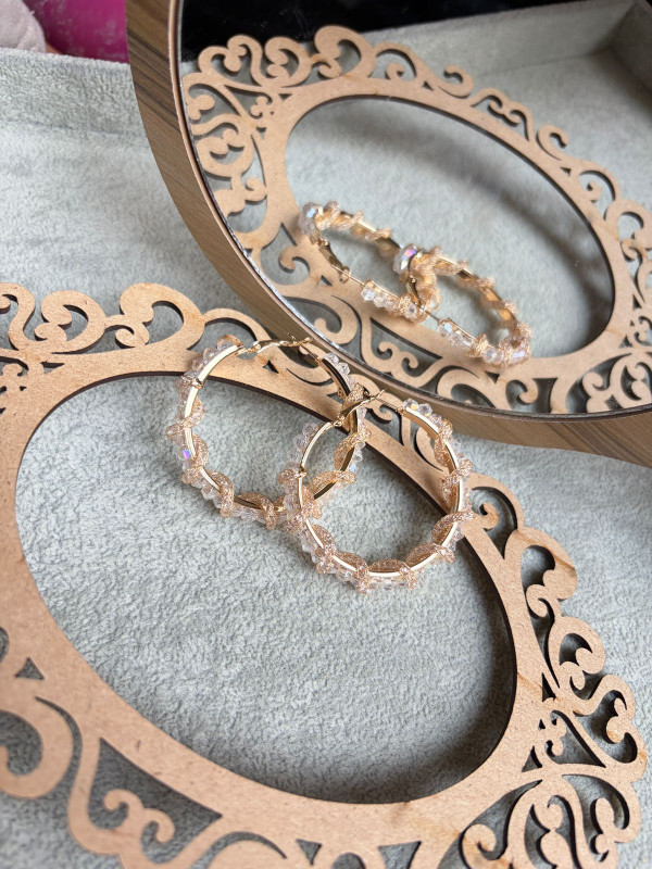 Transparent Crystal Beaded / Cluster Hoop Earing