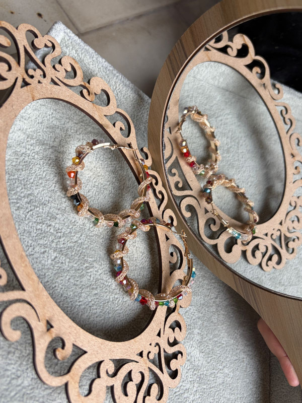 Multicolour Crystal Beaded / Cluster Hoop Earing