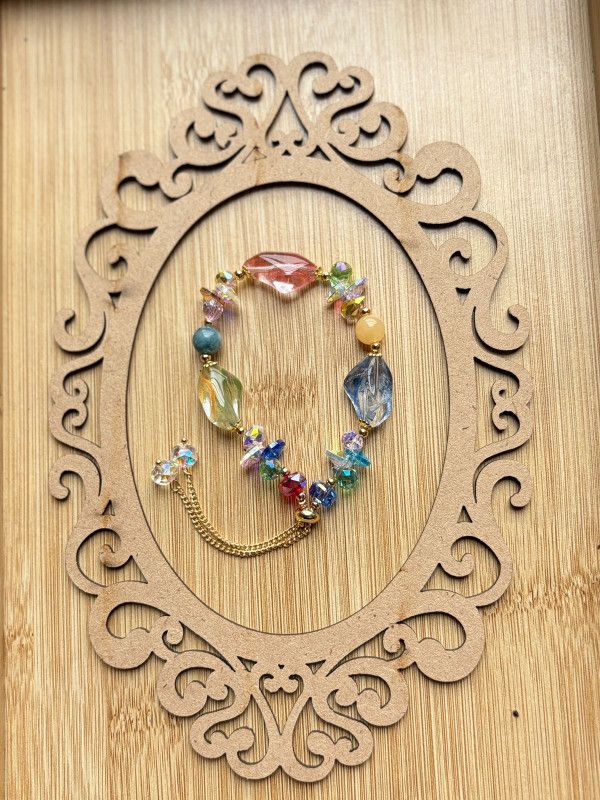 Mix Crystal Beads with Adjustable Chain Bracelete (Multicolour)